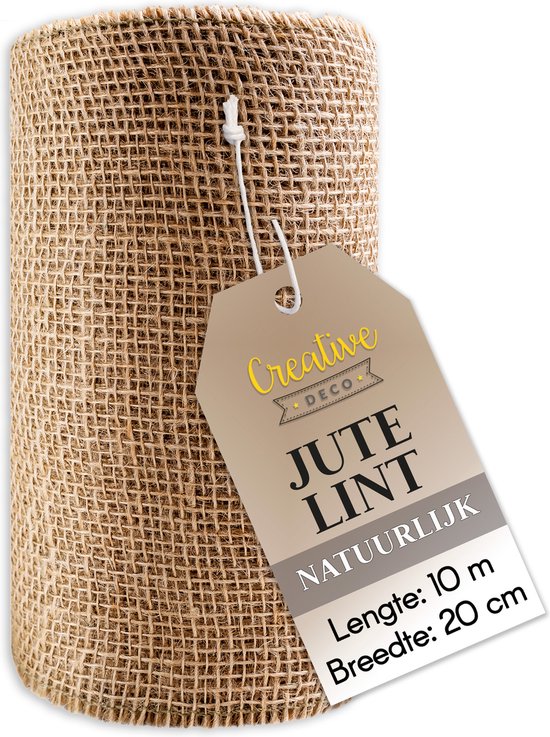 Creative Deco Jute Lint – Rol 20 cm x 10 m – DIY, Decoratielint Verpakking Cadeauverpakking