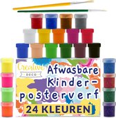 Creative Deco Kinder Plakkaatverf Waterverf Set – 24x20ml – Afwasbaar, Niet-Giftig