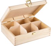 Petite boîte à thé en bois Creative Deco - 6 compartiments - Bois durable