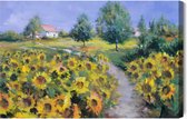 Painting King - Tableau sur toile Un paysage avec des tournesols tels que peints - 70 x 50 cm
