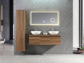 Excellent Wellness meuble de salle de bain Wellness J-120 cm - Wit brillant - 2x Lavabo en céramique - LED Miroir - Meuble colonne
