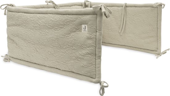 Foto: Jollein bedomrander 180x30cm baby bedbumper ledikant acryl katoen soft waves olive green