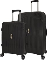 SB Travelbags 2 delige bagage kofferset 4 dubbele wielen trolley - Zwart - 75cm/55cm - TSA slot