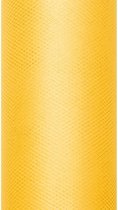 Glitter tule stof - geel - 15 x 900 cm - hobbyartikelen/knutselspullen - gaatjesstof