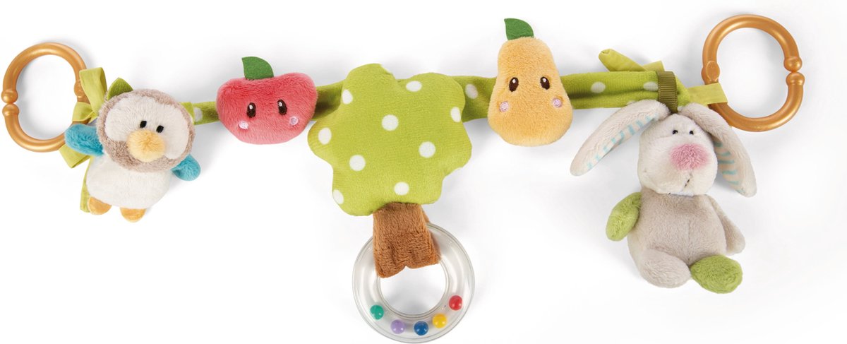 Kinderwagenkette Hase und Eule 40cm mit