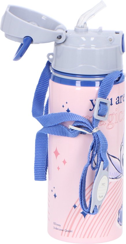 Disney Lilo & Stitch drinkfles/drinkbeker/bidon met drinktuitje - Roze - aluminium - 600 ml - Lilo & Stitch