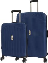 SB Travelbags 2 delige bagage kofferset 4 dubbele wielen trolley - Blauw - 75cm/55cm - TSA slot