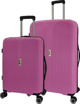 SB Travelbags 2 delige bagage kofferset 4 dubbele wielen trolley - Roze - 75cm/55cm - TSA slot