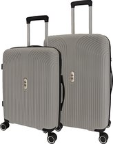SB Travelbags 2 delige bagage kofferset 4 dubbele wielen trolley - Licht Grijs - 65cm/55cm - TSA slot