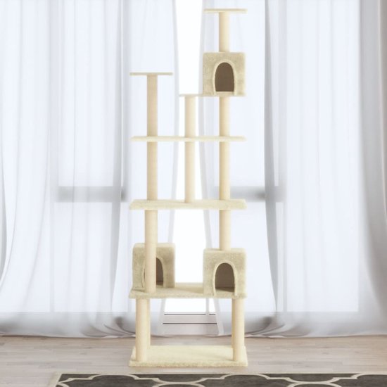 VDXL Kattenmeubel met sisal krabpalen 188 cm crèmekleurig