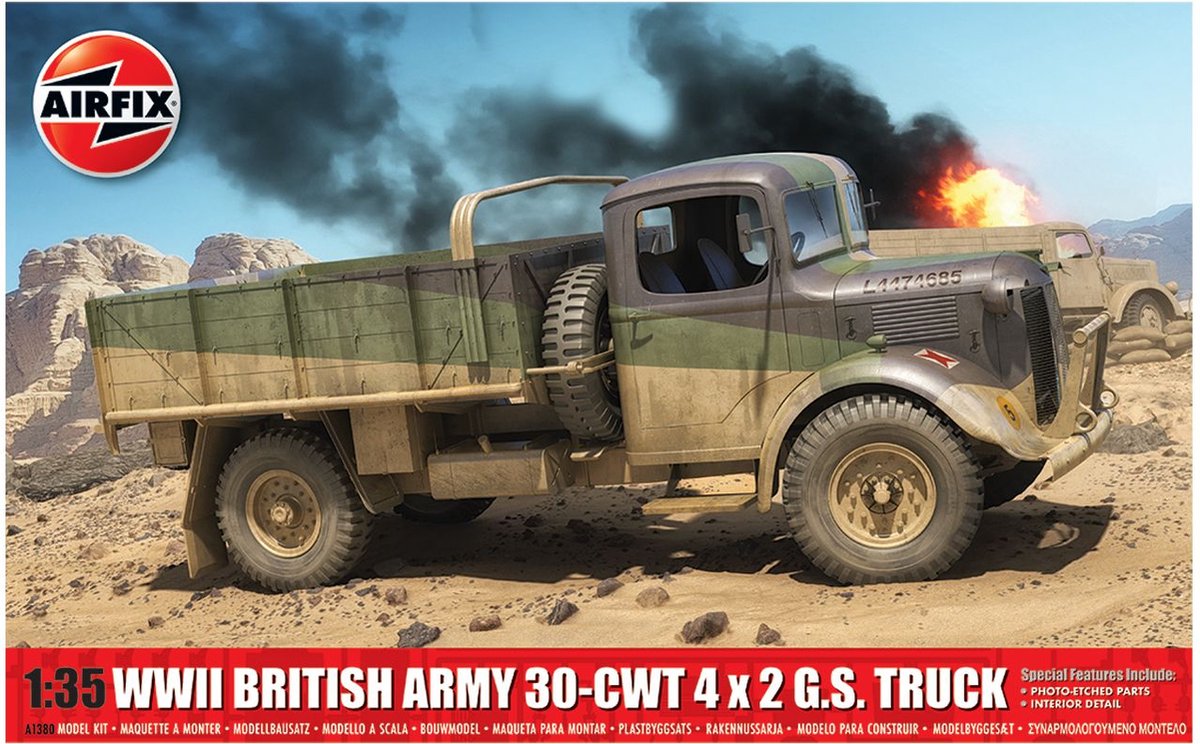 Airfix Modelbouwpakket Militaire voertuigen - 1380 WWII British Army 30-Cwt 4x2 GS Truck Plastic - 1:35 - Modelbouw