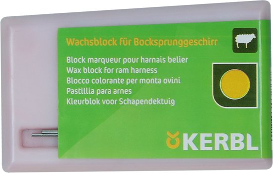 Wit keramiek met groene verpakking met tekst 'Wachsblock für Bocksprugggeschirr' en een gele cirkel.