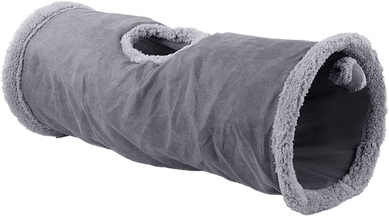 Grijze katten tunnel met teddy voering