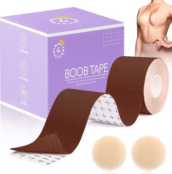 Boob Tape with Nipple Covers - Fashion Boob Tape - BH adhésif - Cache-tétons - Marron