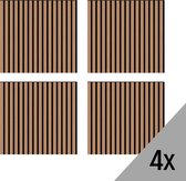 SensaHome Akupanelen - Set van 4 Woodpanelen van Hoge kwaliteit - Akoestische Wandpanelen - WOOD Panels - Gemaakt van Echt Hout - Houtfineer op Zwart Vilt - 60x60cm - Walnoot
