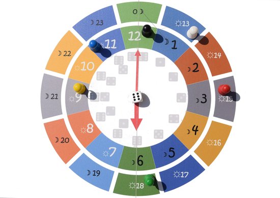 Clockgame. Klokkijken en dobbel tijd - educatief spelgoed - bordspel - dobbelspellen
