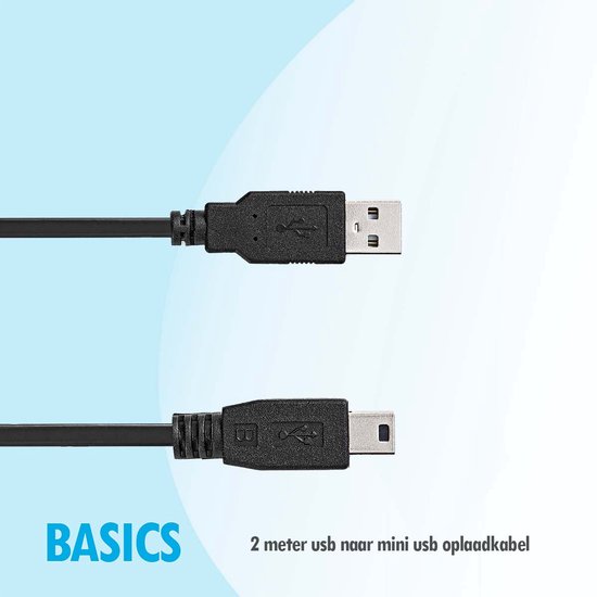 Basics 2 meter usb naar mini usb kabel Geschikt voor PS3 playstation  controler & Go... | bol