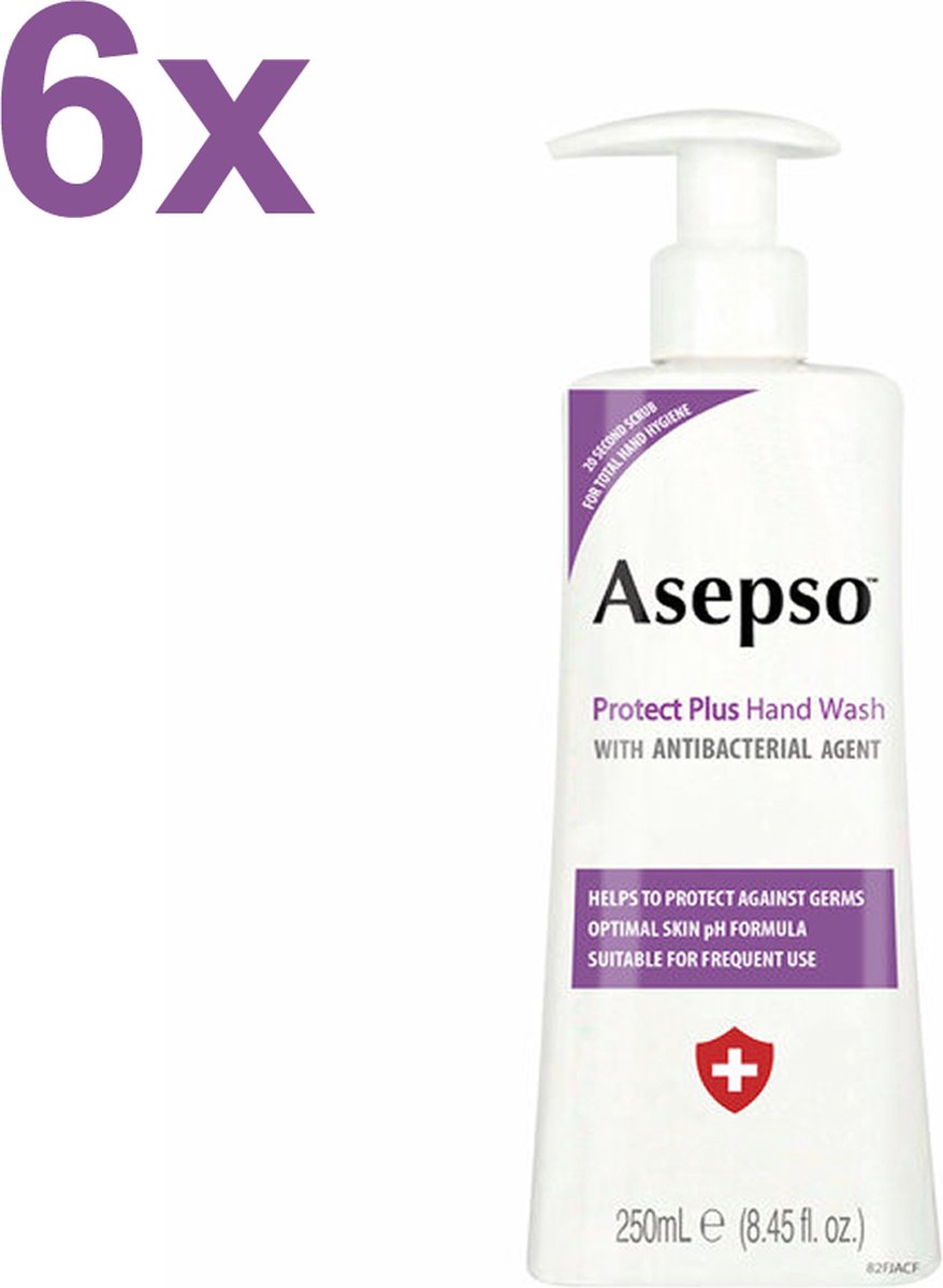 Asepso - Protect Plus - Antibacteriële Handzeep/Zeeppomp - 6x 250ml - Voordeelverpakking