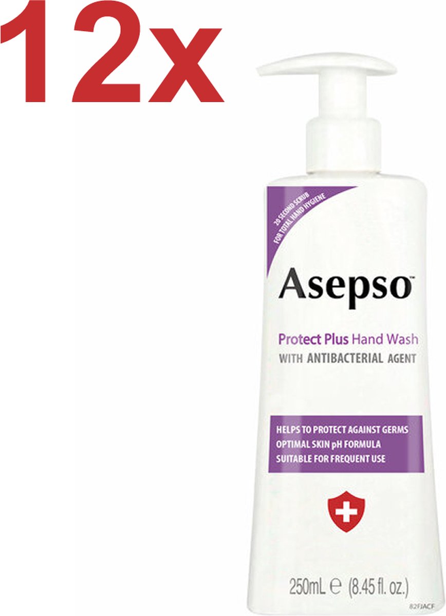 Asepso - Protect Plus - Antibacteriële Handzeep/Zeeppomp - 12x 250ml - Voordeelverpakking