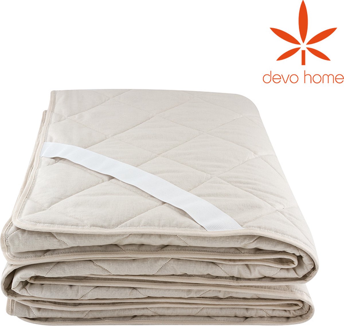 DevoHome Matrasbeschermer 90x200 cm Hennep & Katoen – Hypoallergeen, Ademend & Schimmelwerend | Beige Matrasovertrek Wasbare Matrashoes Naturel