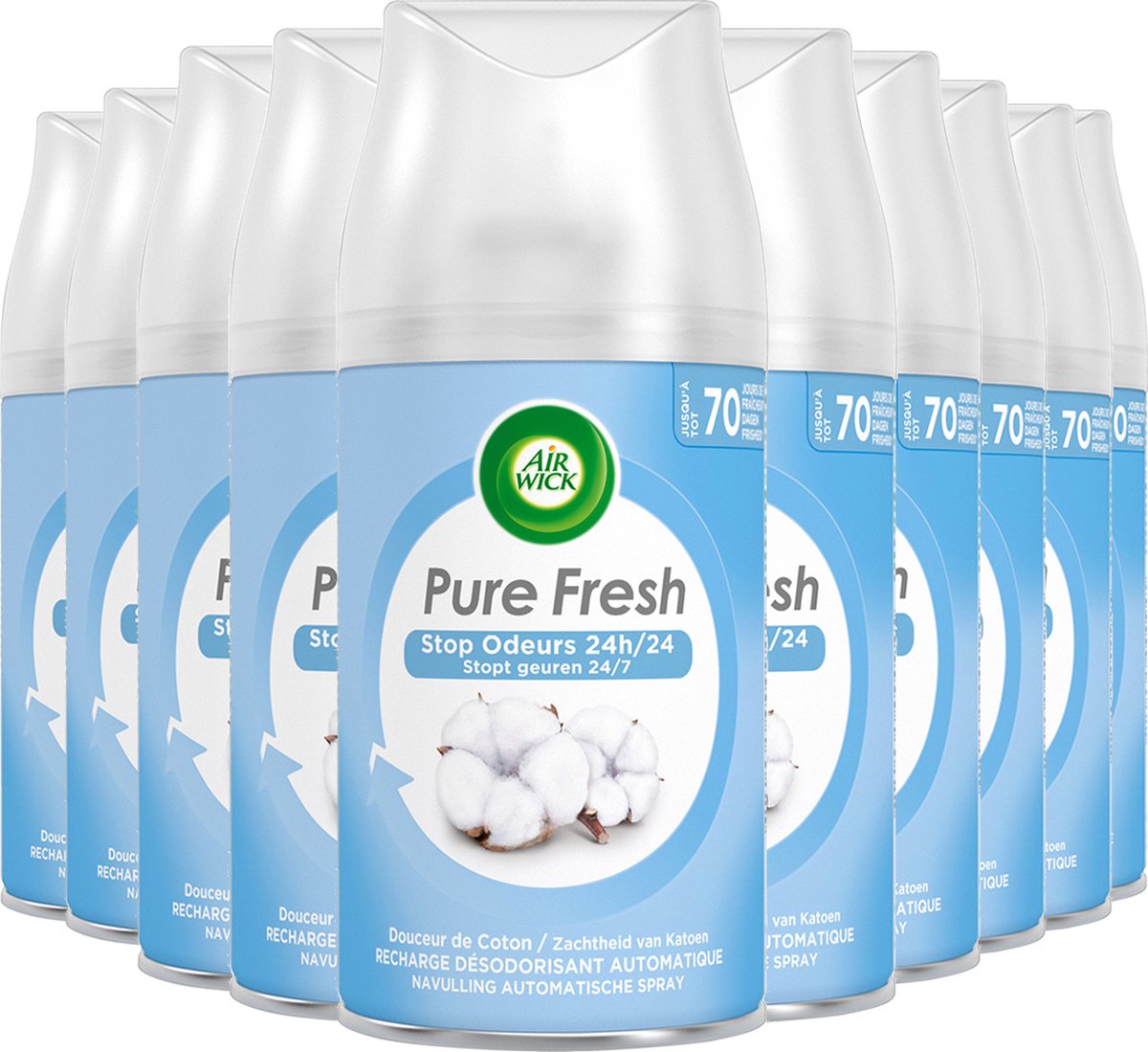 Air Wick Freshmatic Pure Fresh - Zachtheid van Katoen - Navulling - 10 stuks - Voordeelverpakking