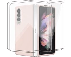 2x Screenprotector + Hoesje geschikt voor Samsung Galaxy Z Fold 5 - Beschermglas Folie – Shock Proof Cover Rose