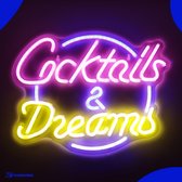 Neon Lamp - Cocktails & Dreams - Incl. Ophanghaakjes - Neon Sign - Neon Verlichting - Neon Led Lamp - Wandlamp