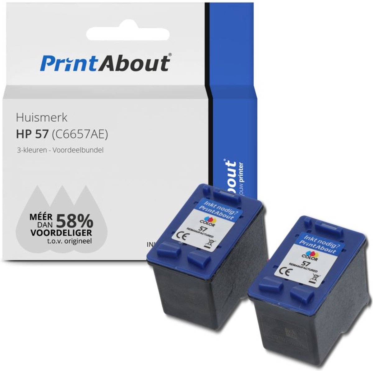 PrintAbout - Inktcartridge / Alternatief voor de HP C6657AE (nr 57) / 3 Kleuren
