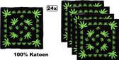 24x Mouchoir de Luxe feuille de cannabis noir/vert 56cm x 56cm - Fête à thème mauvaises herbes agriculteurs mouchoir festival bandana document