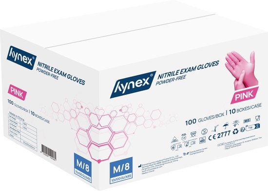 Hynex Nitril handschoenen maat M roze 100/doos 3,5gram | bol.com