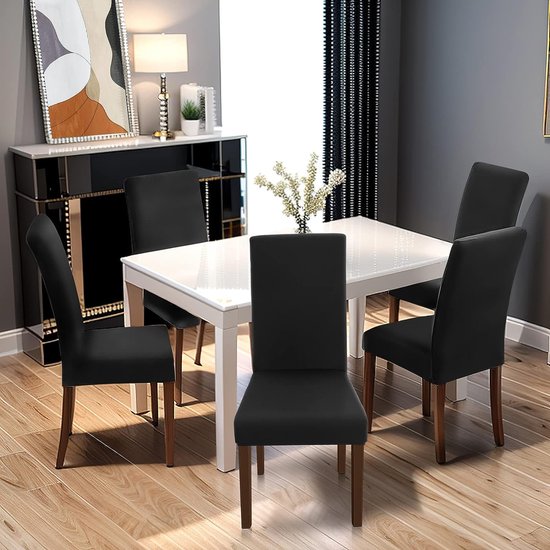 Beautissu Bankett stoelhoezen 4-delige set Leona - 45x95 cm lange stretch stoelhoezen - elegante