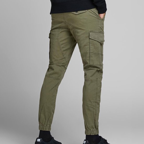 Jack & Jones Cargo-broek voor heren, met taps toelopende slim fit, groen ( olive night), 46W / 32L