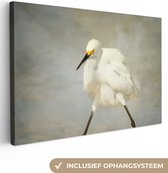 Canvas doek - Foto op canvas - Reiger - Vogel - Water - Natuur - Wanddecoratie - 120x80 cm - Canvas schilderij