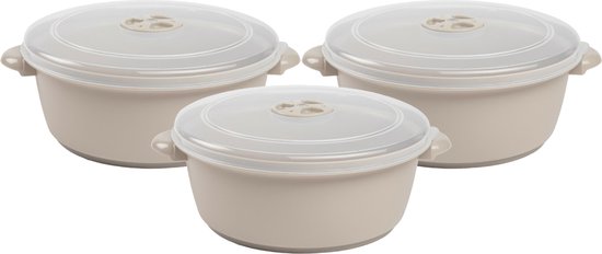 Plat micro-ondes avec couvercle/valve - 3x - 2 litres - vert clair - plastique - sans BPA - ustensiles de cuisine