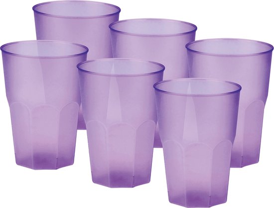 Santex drinkglazen frosted - lila paars - 36x - 420 ml - onbreekbaar kunststof - Cocktailglazen