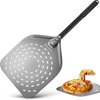 Geperforeerde pizzaschep, hard geanodiseerde aluminium pizzaschep, 12 inch pizzaschep ruim oppervlak en afneembare handgreep tegen verbranding, 30 x 35 cm