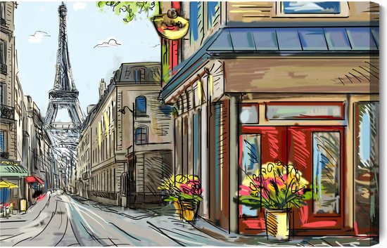 Painting King - Tableau Tableau Les Rues de Paris Comme une Bande Dessinée - 40 x 30 cm