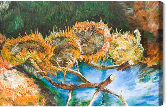 Painting King - Peinture sur toile Quatre tournesols tels que peints - 30 x 20 cm