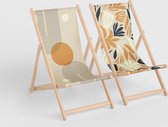 3Motion - Ensemble de chaises de plage - bohème - bohème - pliable - haute qualité - transat - chaise en bois - plage - robuste - pliable - 3 positions