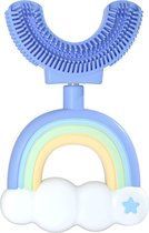 Belenthi U vormige tandenborstel kind - Tandenborstel baby - tandenborstel peuter - Tandenborstel 2-12 jaar - Regenboog blauw