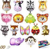 Fissaly® 15 grands animaux ballons en latex avec ruban - décoration de fête - fête d'enfants - décoration de jungle