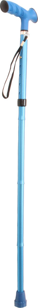 Premis Opvouwbare Wandelstok – Verstelbaar 70-80 cm – TPR Ergonomische Greep – Lichtgewicht Aluminium – Inclusief Polsbandje & Rubberen Dop - Blauw