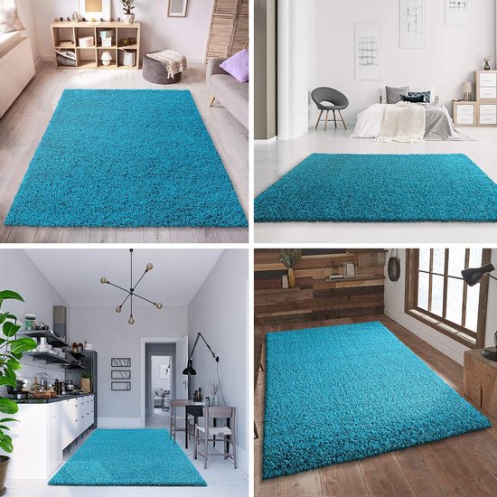 tapis, salon, aqua, poils hauts, poils longs, moderne, dimensions : 160 x  230 cm