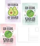 Wenskaarten set 3 stuks baby kaarten met envelop felicitatie geboorte zwangerschap
