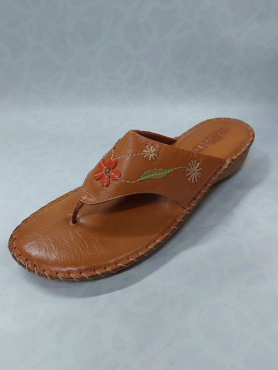 ROHDE 5770 / slippers / bruin met bloemen / maat 42