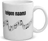 Akyol - muzieknoten met eigen naam koffiemok - theemok - Muzieknoot - muziek liefhebbers - mok met eigen naam - iemand die houdt van muziek - verjaardag - cadeau - kado - 350 ML inhoud