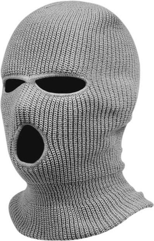 Masque de ski GRIS – Cagoule – Masque de ski – Cagoule – masque intégral – 3 trous – Ski – Moto – Taille unique – Unisexe