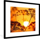 Fotolijst incl. Poster - Planten - Bloemen - Zonsondergang - Oranje - 40x40 cm - Posterlijst