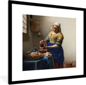 Fotolijst incl. Poster - Het melkmeisje - Schilderij van Johannes Vermeer - 40x40 cm - Posterlijst
