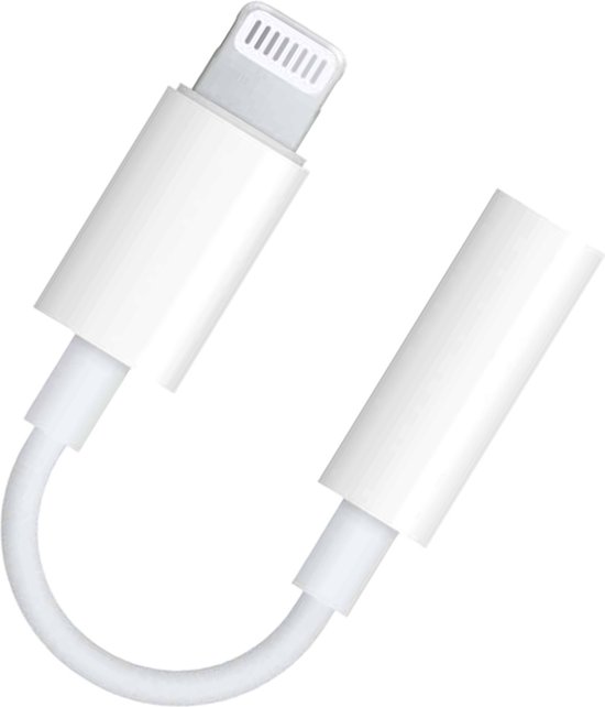 JUALL Lightning naar Jack geschikt voor iPhone - Lightning naar 3.5mm Aux Adapter - Verloopstuk Tussenstukje Oortjes - iPhone Audio Kabel - Wit
